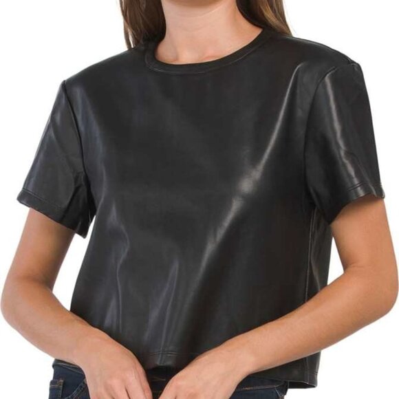 Black Faux Leather shirt, size XS - Picture 1 of 9